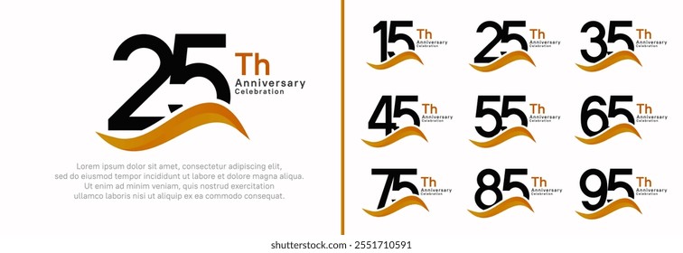 anniversary logotype set. vector design black color number can be use for special moment