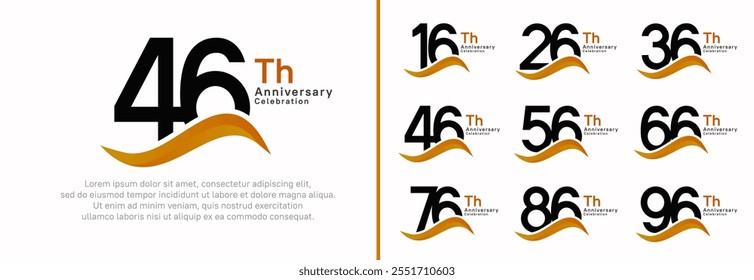 anniversary logotype set. vector design black color number can be use for special moment