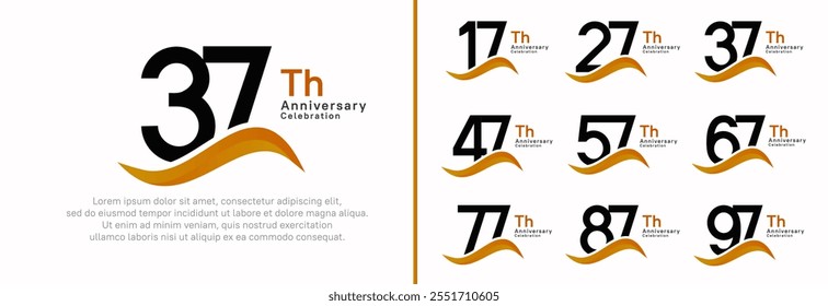 anniversary logotype set. vector design black color number can be use for special moment