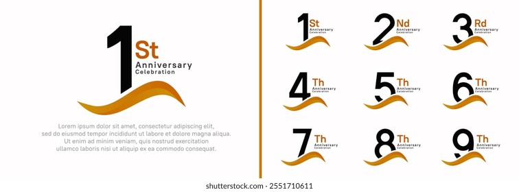 anniversary logotype set. vector design black color number can be use for special moment