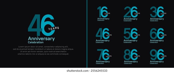 anniversary logotype set. vector design blue color for celebration event