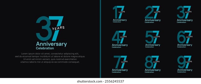 anniversary logotype set. vector design blue color for celebration event