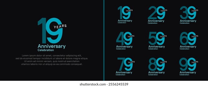 anniversary logotype set. vector design blue color for celebration event