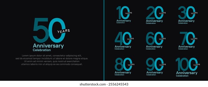 anniversary logotype set. vector design blue color for celebration event