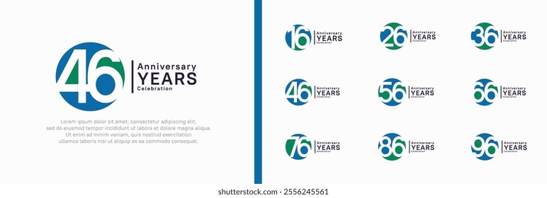 anniversary logotype set. vector design blue and green color can be use for celebration moment