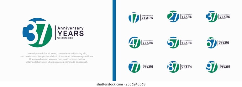 anniversary logotype set. vector design blue and green color can be use for celebration moment