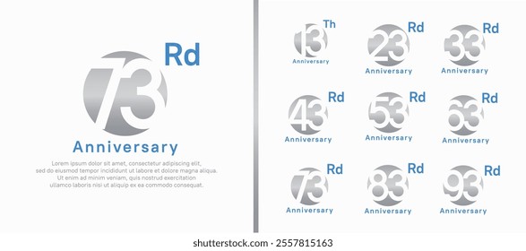 anniversary logotype set. vector design silver color circle can be use for celebration moment