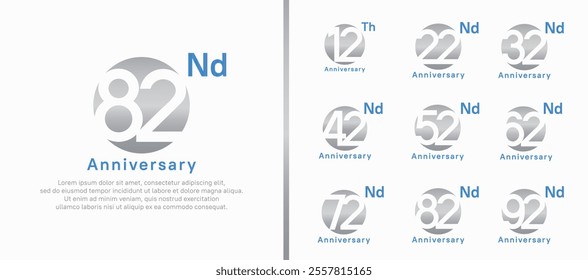 anniversary logotype set. vector design silver color circle can be use for celebration moment