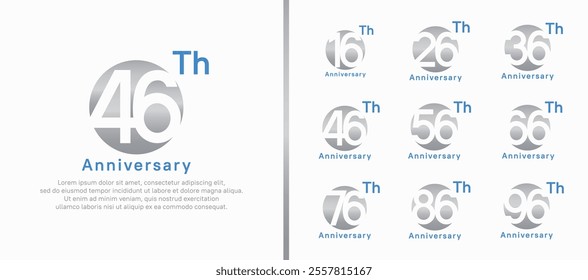 anniversary logotype set. vector design silver color circle can be use for celebration moment