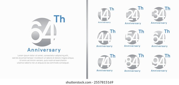 anniversary logotype set. vector design silver color circle can be use for celebration moment