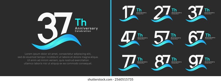 anniversary logotype set. vector design white color number can be use for special moment