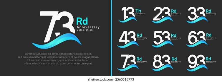 anniversary logotype set. vector design white color number can be use for special moment