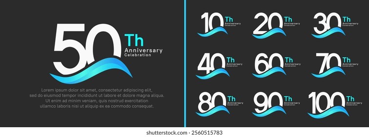 anniversary logotype set. vector design white color number can be use for special moment