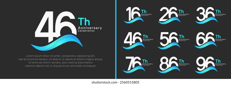 anniversary logotype set. vector design white color number can be use for special moment