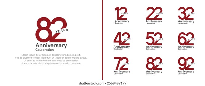 anniversary logotype set. vector design red and black color for celebration event