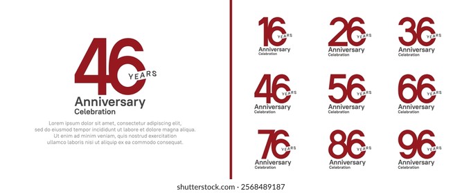 anniversary logotype set. vector design red and black color for celebration event