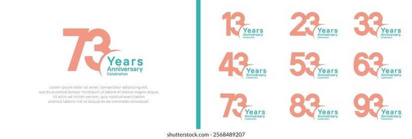 anniversary logotype set. vector design magenta and cyan color can be use for special moment