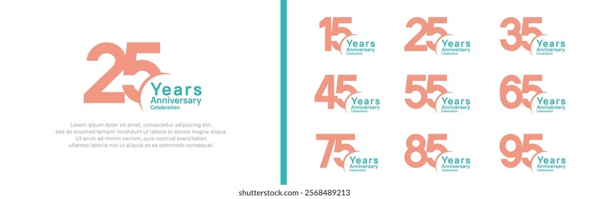 anniversary logotype set. vector design magenta and cyan color can be use for special moment