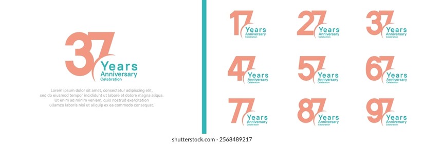 anniversary logotype set. vector design magenta and cyan color can be use for special moment