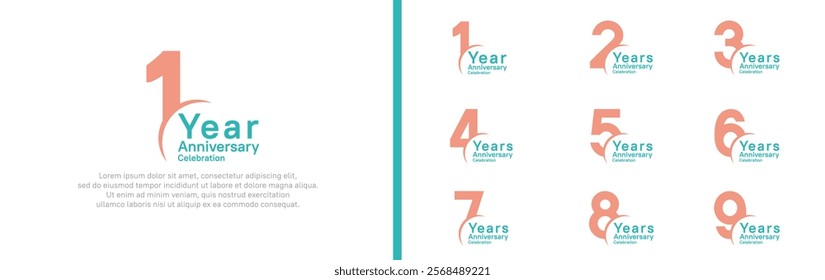 anniversary logotype set. vector design magenta and cyan color can be use for special moment