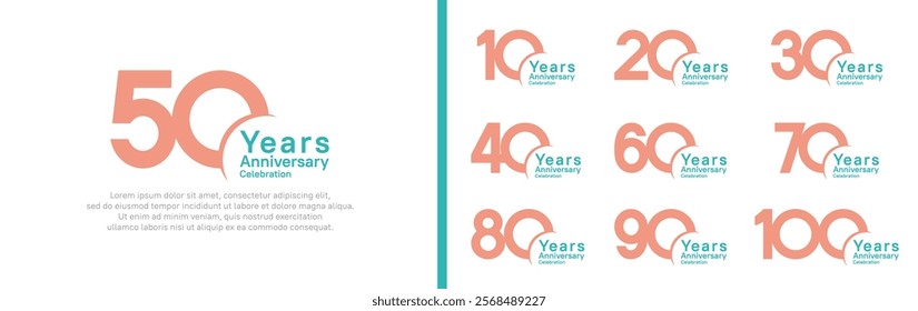 anniversary logotype set. vector design magenta and cyan color can be use for special moment