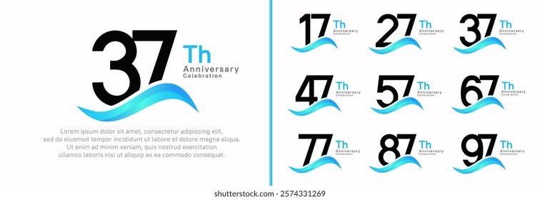 anniversary logotype set. vector design black color number can be use for special moment