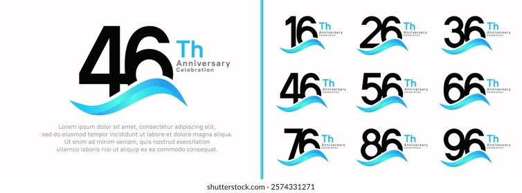 anniversary logotype set. vector design black color number can be use for special moment