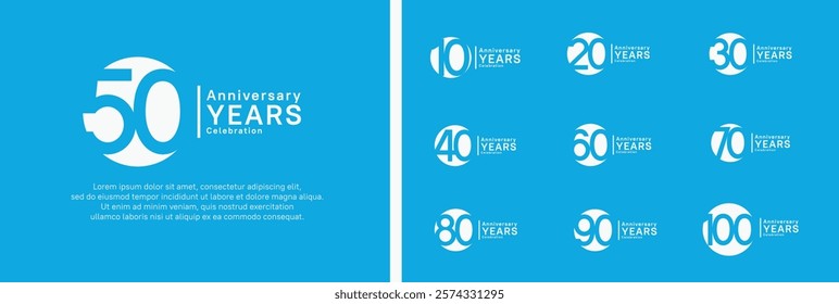 anniversary logotype set. vector design silver color can be use for celebration moment
