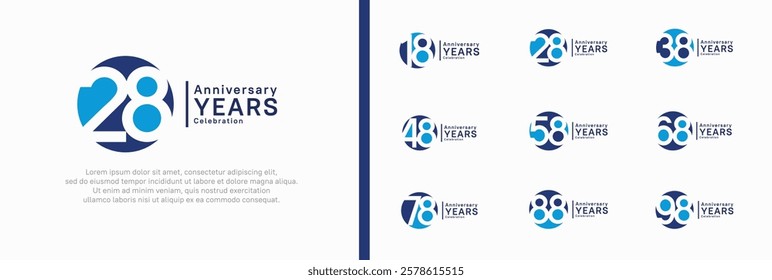 anniversary logotype set. vector design blue color can be use for celebration moment