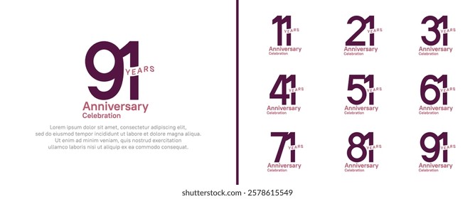 anniversary logotype set. vector design purple color for celebration event