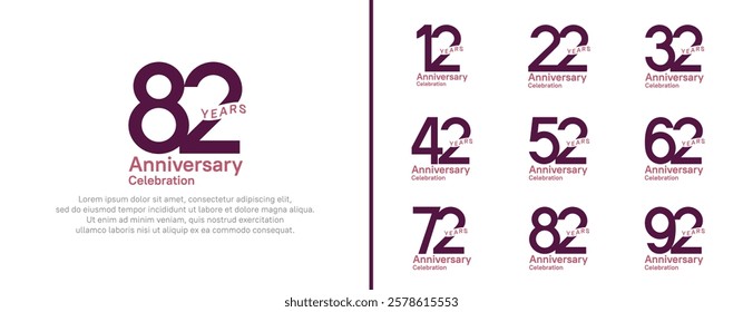 anniversary logotype set. vector design purple color for celebration event
