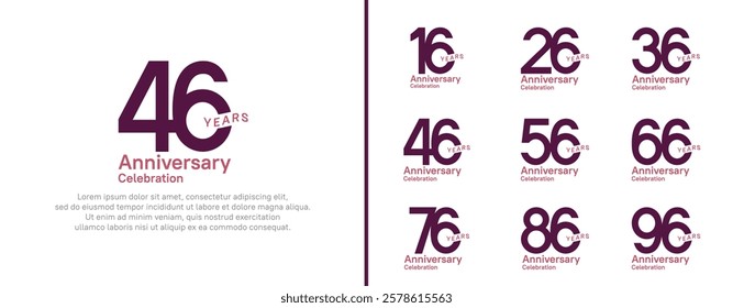 anniversary logotype set. vector design purple color for celebration event