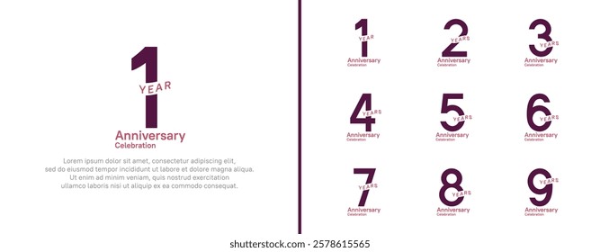anniversary logotype set. vector design purple color for celebration event