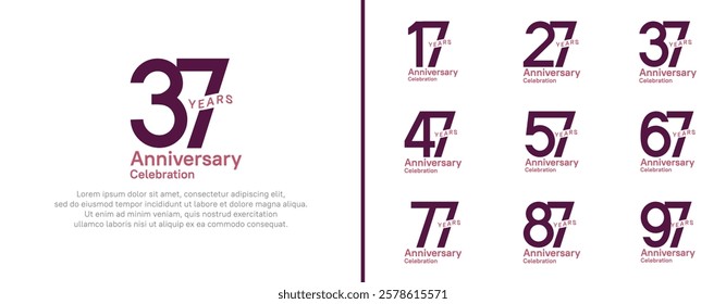 anniversary logotype set. vector design purple color for celebration event