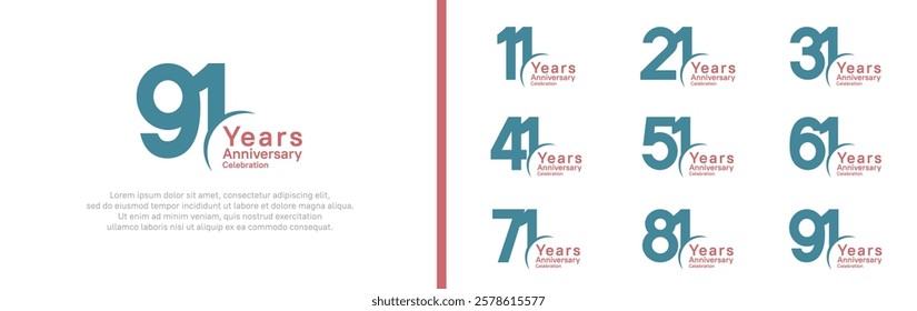 anniversary logotype set. vector design green and red color can be use for special moment