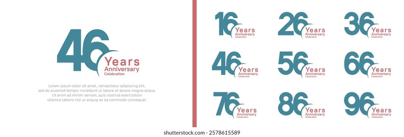 anniversary logotype set. vector design green and red color can be use for special moment