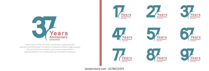 anniversary logotype set. vector design green and red color can be use for special moment