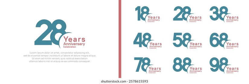 anniversary logotype set. vector design green and red color can be use for special moment