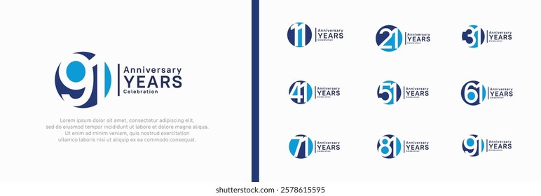 anniversary logotype set. vector design blue color can be use for celebration moment