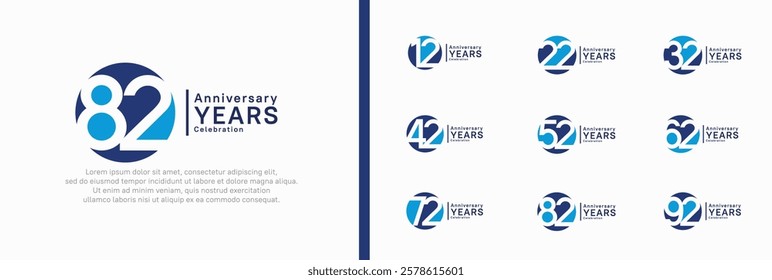 anniversary logotype set. vector design blue color can be use for celebration moment