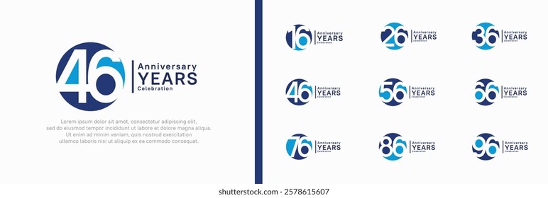 anniversary logotype set. vector design blue color can be use for celebration moment