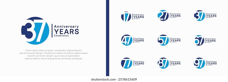 anniversary logotype set. vector design blue color can be use for celebration moment