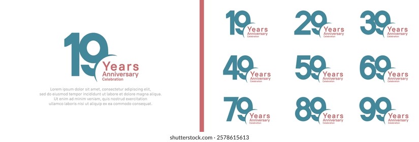 anniversary logotype set. vector design green and red color can be use for special moment