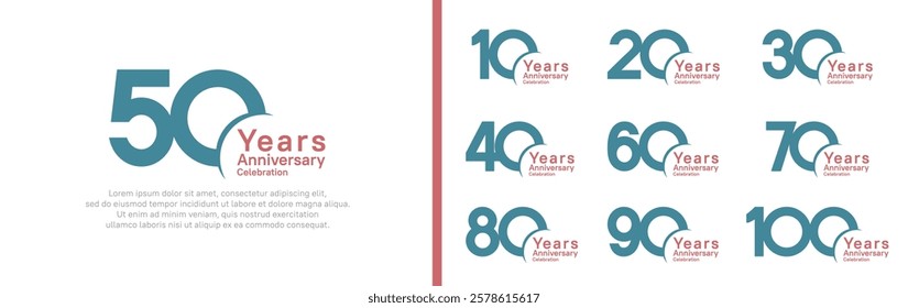 anniversary logotype set. vector design green and red color can be use for special moment