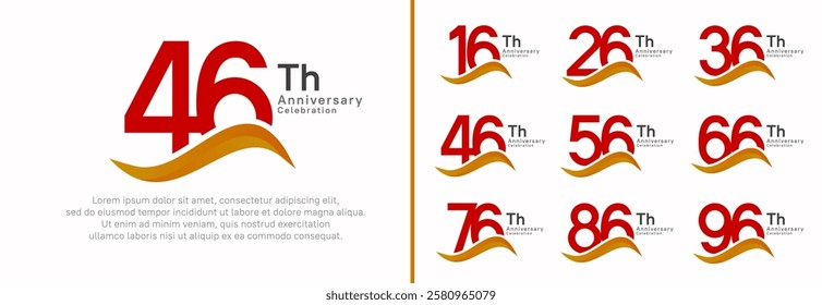 anniversary logotype set. vector design red color number can be use for special moment