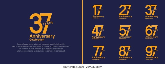 anniversary logotype set. vector design yellow color for celebration event