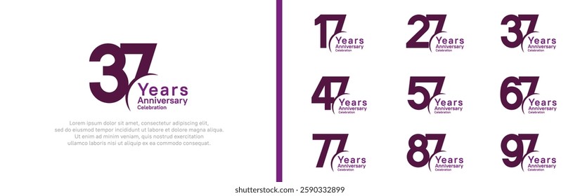 anniversary logotype set. vector design purple color can be use for special moment