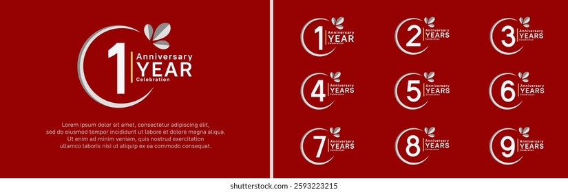 anniversary logotype set. vector design white color with ring and leaf for special moment