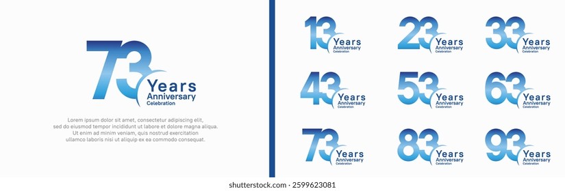 anniversary logotype set. vector design blue color can be use for special moment