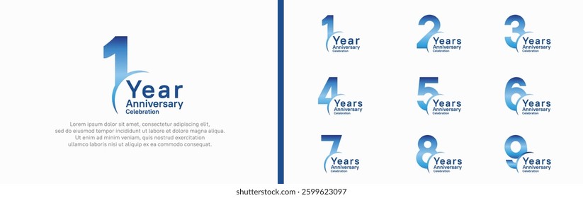 anniversary logotype set. vector design blue color can be use for special moment